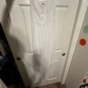 Hollister White Long Sleeve V-Neck Sundress